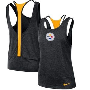 Women’s Nike Pittsburgh Steelers Dri-Fit Racerback Charcoal and Gold Tank Top